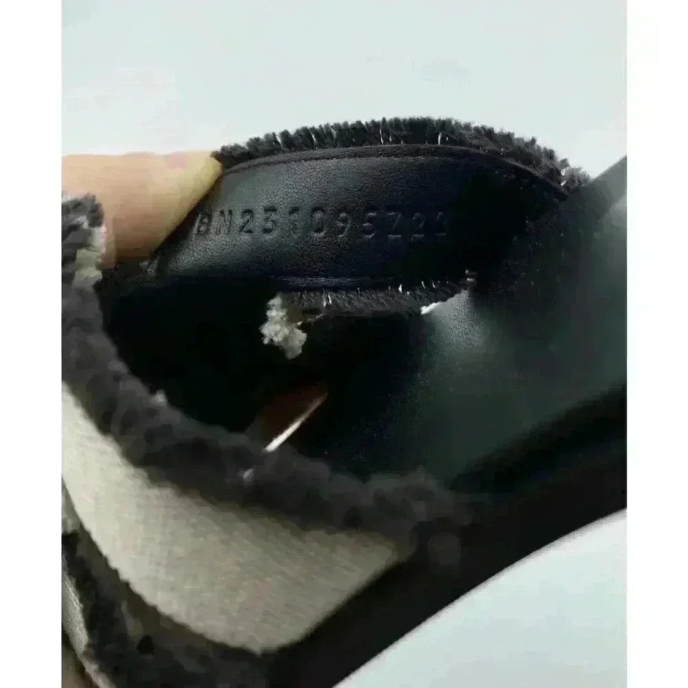 Hermes Oran Sandal Fringed Denim Slides Brown White 36.5 6.5 H Cut Out Leather - Picture 11 of 12